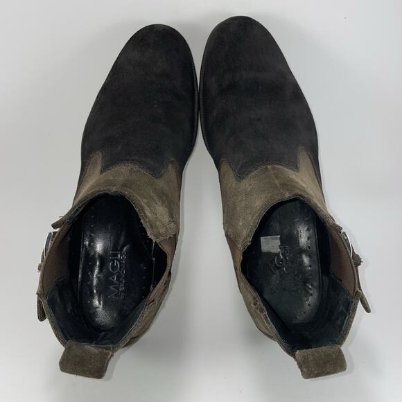 Bruno Magli Zipolo Two Tone Suede Pull On Ankle Boots Size Mens Size 9 M Buckle - Picture 6 of 11